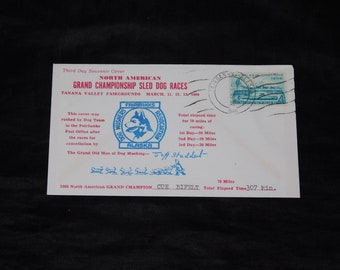 1960 Fairbanks Alaska Sled Dog Race Souvenier Cover Postmark Envelope Third Day Cue Bifelt Grand Champion