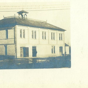 Antique RPPC Church or School Building Bell Tower on Top Real Photo Postcard Photograph Black White Photo