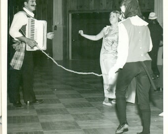 1950s Accordion Player At Costume Party Dance Halloween Vintage Black White Photo Photograph