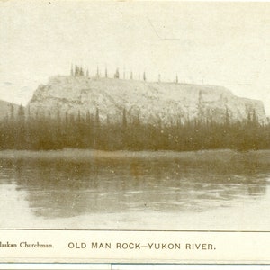 Old Man Rock Yukon River Fairbanks Alaska RPPC Cartolina con foto reali di Alaskan Churchman