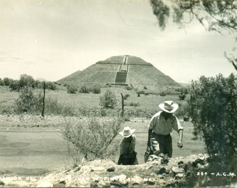 Carte postale photo réelle RPPC, Mexique, San Juan Teotihuacan, Mexique vintage des années 1920