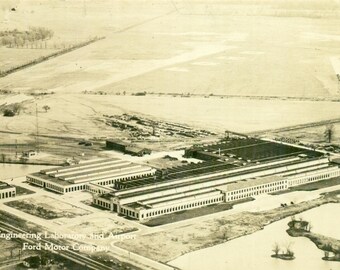 Engineering Lab Airport Ford Motor Company Car Factory RPPC Real Photo Postcard Antique