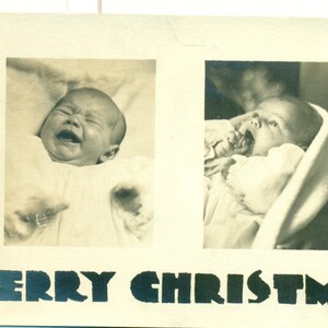 Neonato Buon Natale Felice Triste Cartolina RPPC Vintage Foto Fotografia