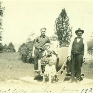 Sitting on a Cannon in Michgan 1925 Veltman Stonequist Family Vintage Photo Snapshot Black White Photograph