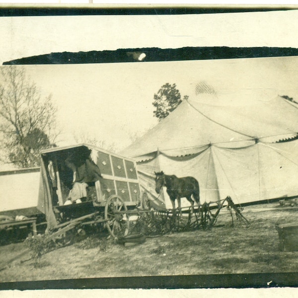 Schilders & Norton Shows Circus Wagon Big Top Tent Horse Traveling Show RPPC 1910s Real Photo Postcard Photograph