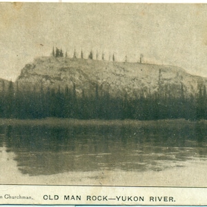1908 Old Man Rock Yukon River Fairbanks Alaska Cartolina spedita Timbro postale dell'Alaska a NH