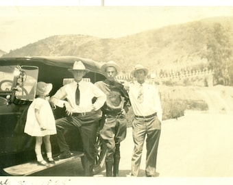 1928 Cowboys With Iron Horse Men With Car Little Girl West Western Vintage Black White Photo Photograph