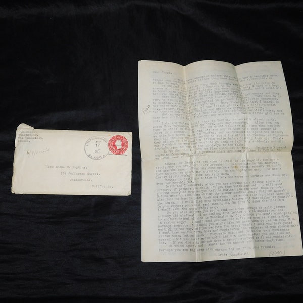 1930 Shaktoolik Alaska Eskimo Village School Teacher Letter 5 páginas Buscando el avión perdido del ejército de Eielson Nome Fair