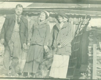 Ruth Chase Lewis Parr Standing Outside Rickety Built House RPPC Real Photo Postcard unmailed