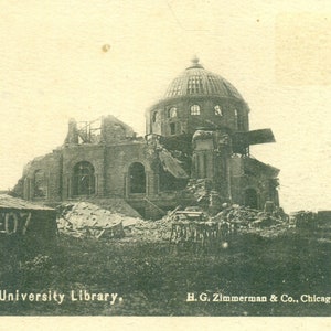 Cartão Postal Biblioteca da Universidade de Stanford em Construção Prédio Antigo RPPC
