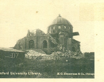 Stanford University Library Under Construction Building Antique RPPC Postcard
