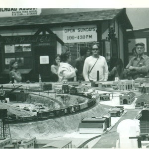 Model Railroad Association Train Show Viewers 1970s Vintage Black and White Photo Photograph