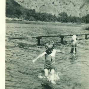 1928 Santa Cruz CA Bill Boy Playing in Water Ocean Beach 20s Vintage Photograph Black White Photo