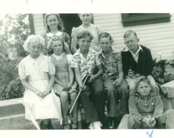 1940 M Russell Birthday Boy Holding New Shotgun Kids Vintage Black White Photo Photograph