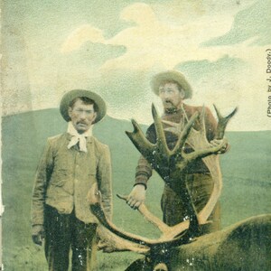 1910 Caribou Hunt Hunters in Yukon Kanada Postkarte Antike Farbe