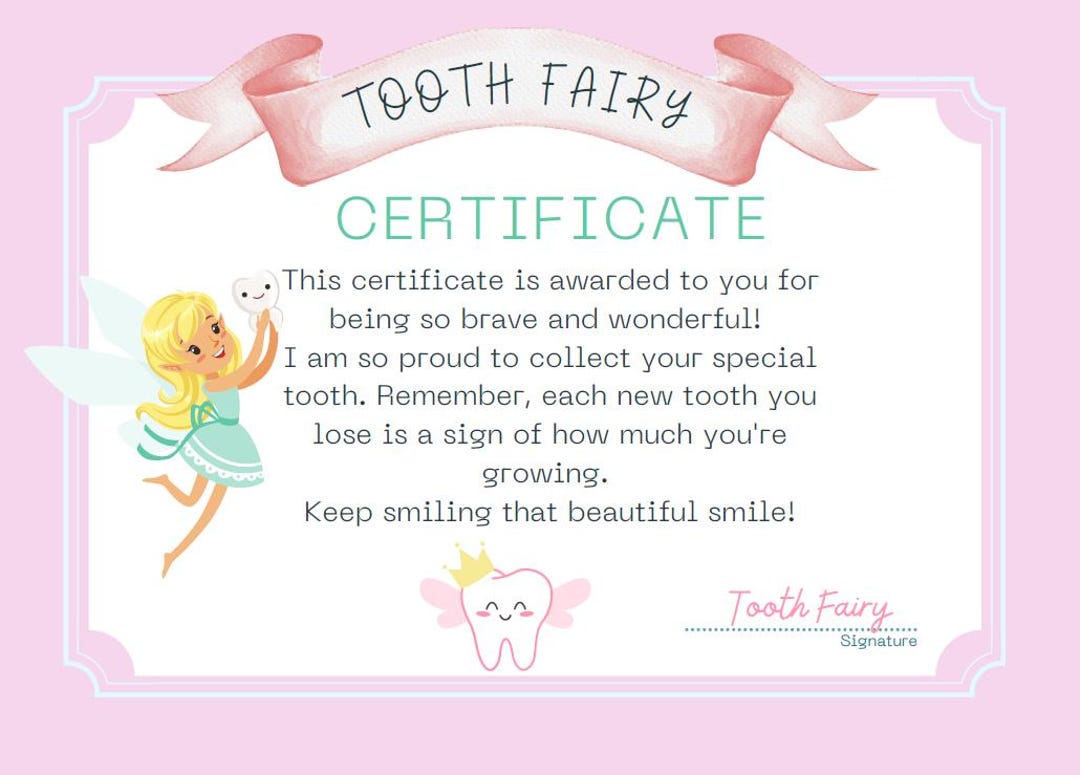 Tooth Fairy Certificate Etsy