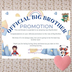 Certificado oficial de ascenso de Gran Hermano: premio imprimible para nuevos Gran Hermanos - Descarga digital instantánea