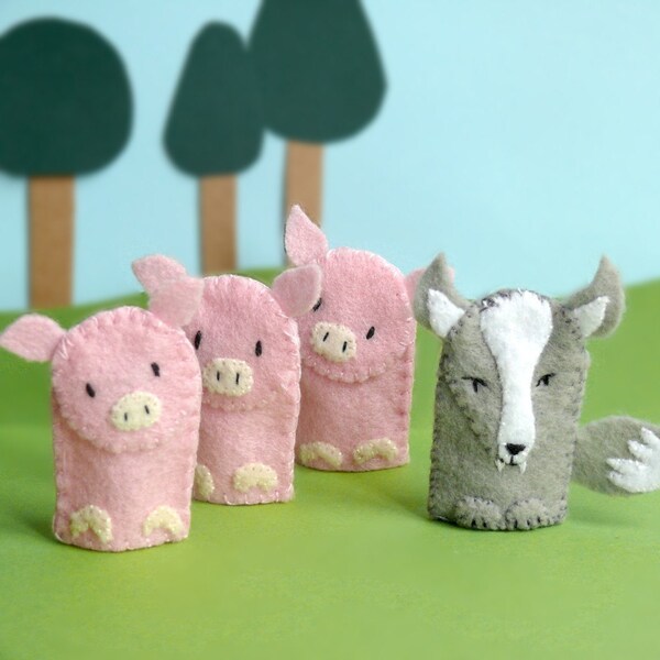 Three Little Pigs - Felt Finger Puppet Set