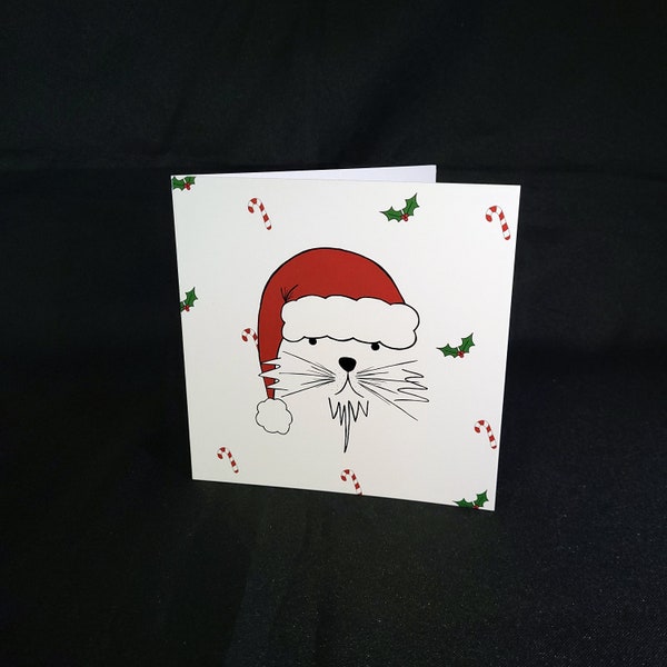 Santa Cat Christmas Card by Sara Salvaje