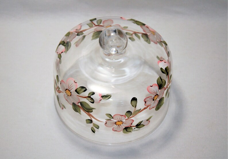 Glass Cake Dome Hand Painted 6 Cake Plate Dome by Mosser Etsy