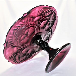 Thistle Cake Stand Reverse Thistle 8 7/8&quot; Cake Plate SMALL Your Choice of Color Red, Purple, Pink or Opal made by Mosser Glass Company