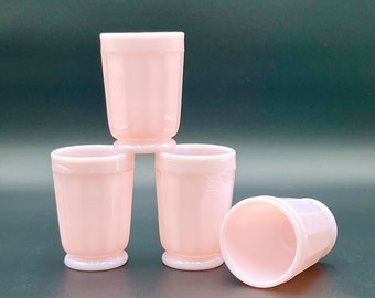 Pink Panel Tumblers, Set of 4 Crown Tuscan Glasses by Mosser Glass