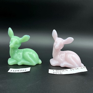Jadeite Deer or Pink Crown Tuscan Deer, Fawn by Mosser Glass, 4" High 3 3/4" Long FREE SHIPPING
