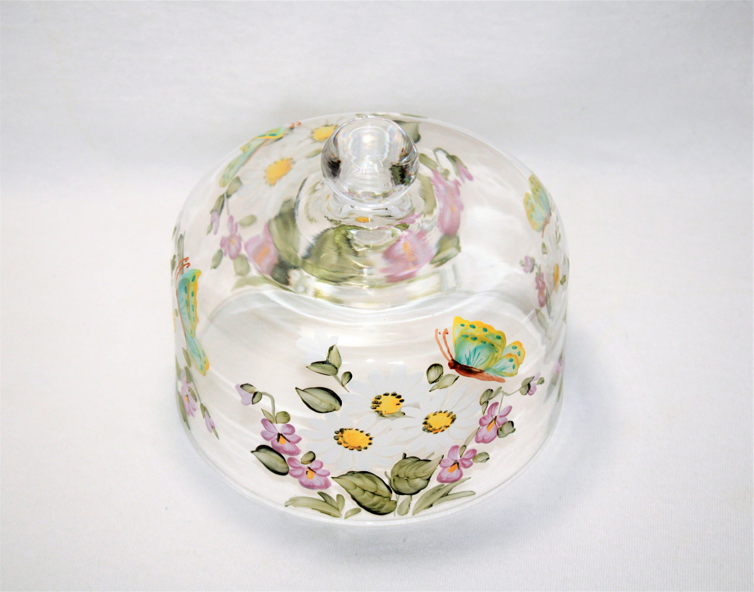 Glass Cake Dome Hand Painted 6 Cake Plate Dome by Mosser Etsy