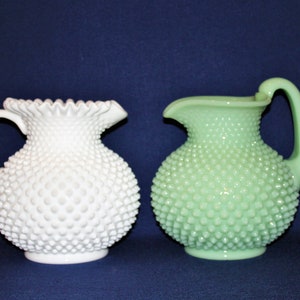 Fenton Hobnail Milk Glass or Mosser Jadeite Pitcher MINT CONDITION