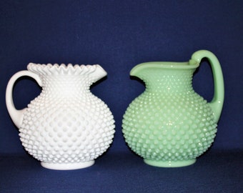 Fenton Hobnail Milk Glass or Mosser Jadeite Pitcher MINT CONDITION