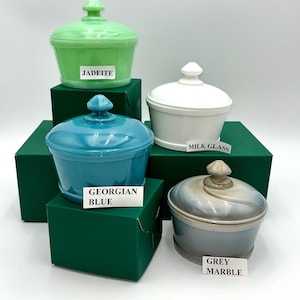Mosser Butter Dish YOUR Choice of Color, Jadeite, Milk Glass, Grey Marble or Georgian Blue Great Covered Sugar Bowl, FREE SHIPPING