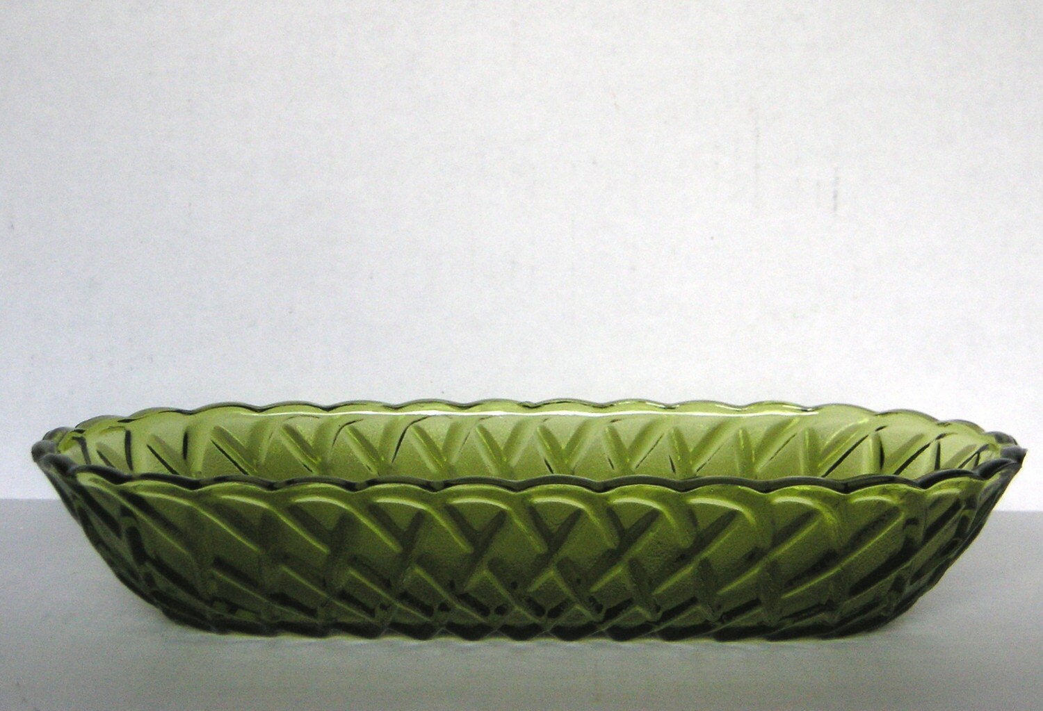 Vintage Indiana Glass Olive Green Celery Dish or Tray Basket Etsy