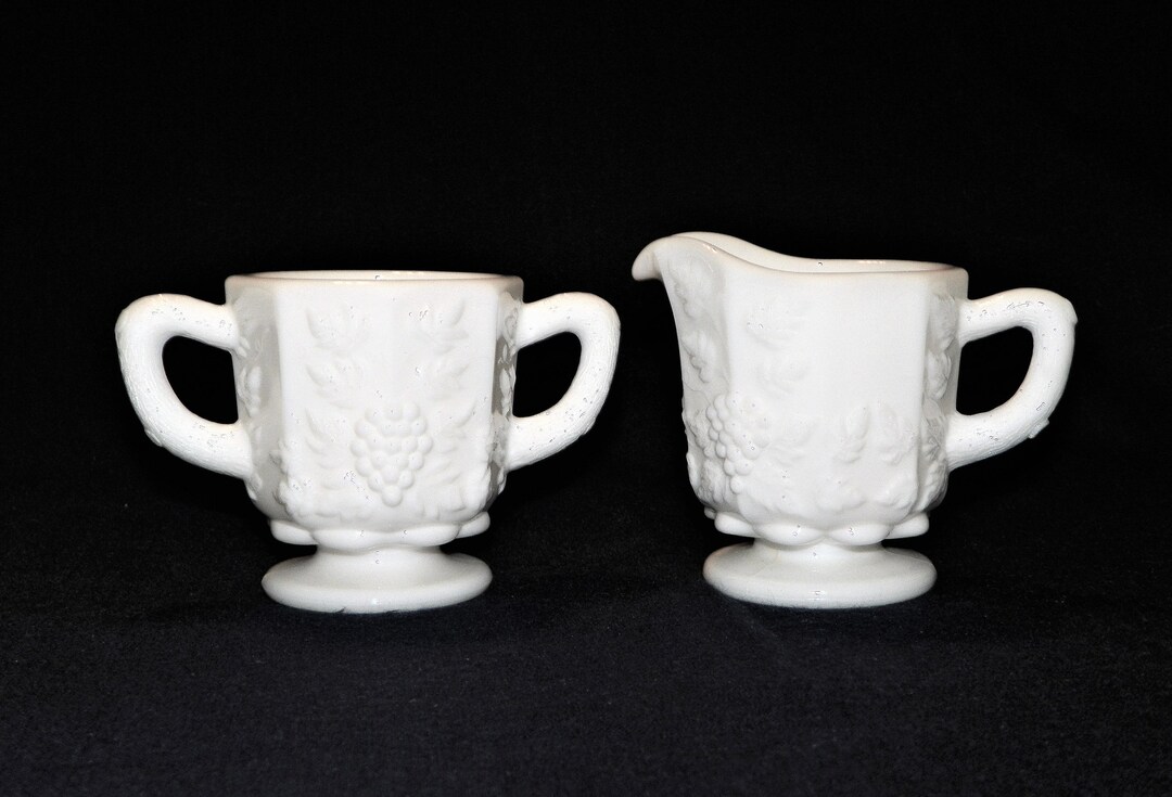 Westmoreland Milk Glass Creamer and Sugar White Grape Panel Etsy