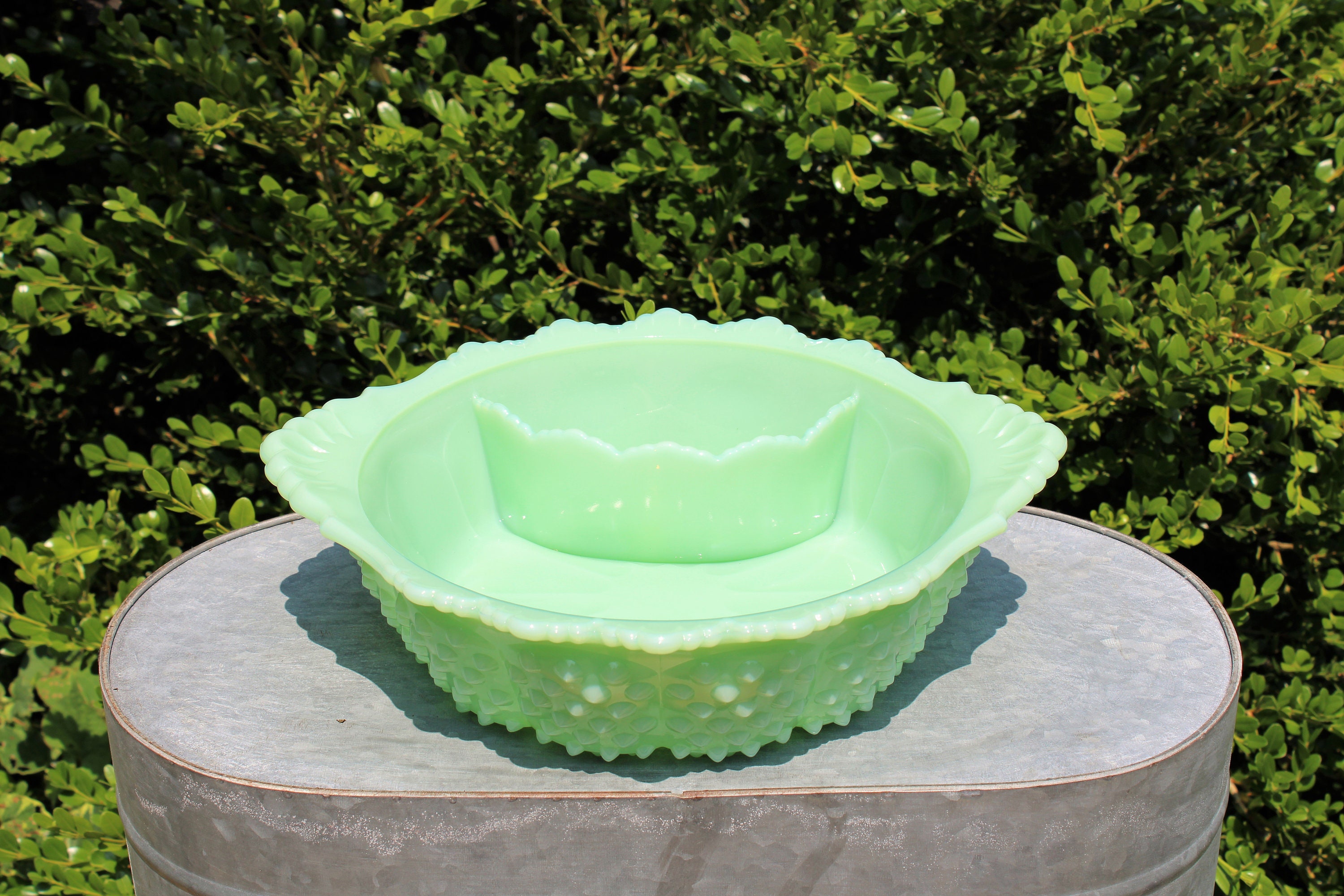 Mosser Jadeite Chip & Dip Bowl 3 1/2 High by 12 Etsy