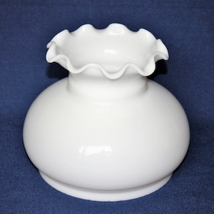 Milk Glass Lamp Shade 8&quot; Wide, 7&quot; Fitter, Student Lamp Replacement Globe, White Glass Shade #3