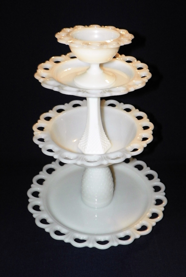 Open Lace Milk Glass Bowls or Footed Bowls Relishes Nuts Dips Centerpieces Rose Bowls Chocolates YOUR CHOICE of Pieces