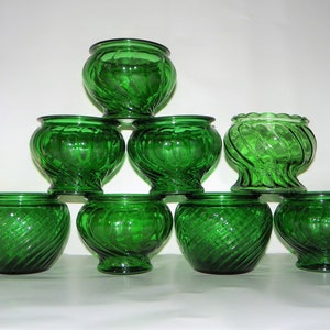 Forest Green Glass Ribbed Planters, Choice of Style