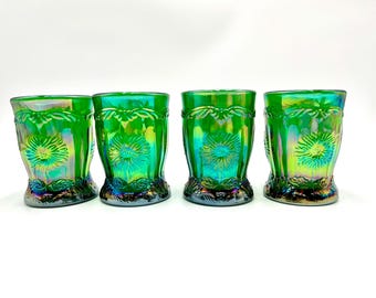 Mosser Glass Hunter Green Dahlia Tumblers YOUR CHOICE of 4, 6, 8