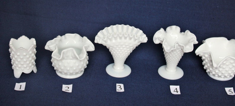 Fenton Milk Glass Hobnail MINI Vases with FREE Shipping YOUR Choice of Styles, Art Glass, Milk Glass Vase, Ball Vase, Crown, Ivy, Violet image 4