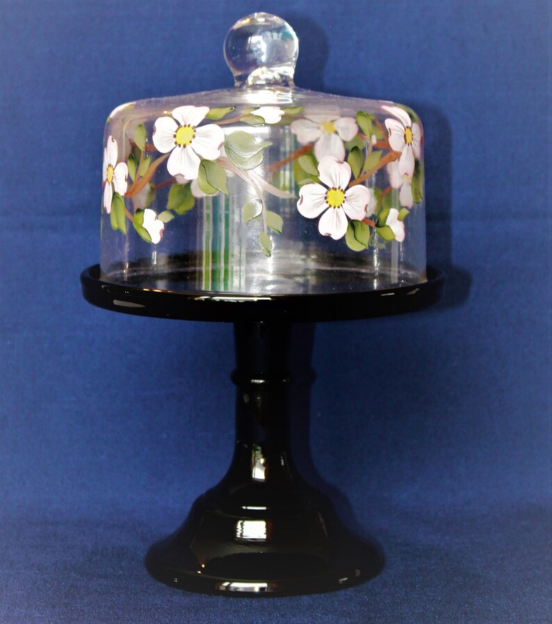Glass Cake Dome Hand Painted 6 Cake Plate Dome by Mosser Etsy
