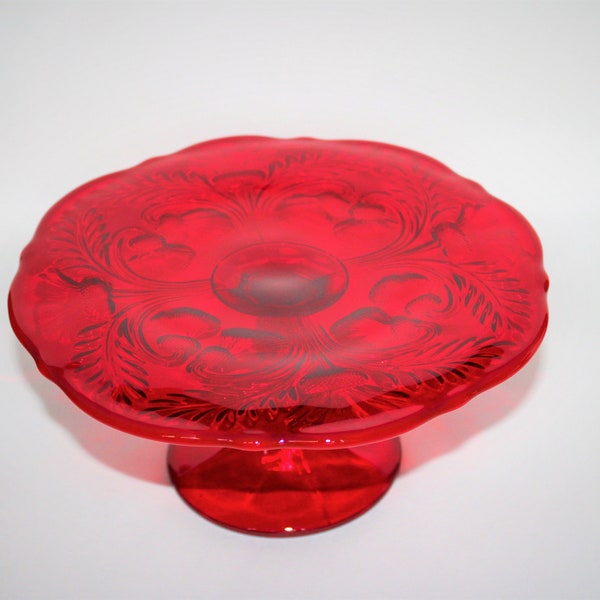 Mosser Thistle Cake Stand Reverse Thistle Cake Plate LARGE 11" Wide Your Choice of Color Purple, Pink, Red or Opulence made by Mosser Glass