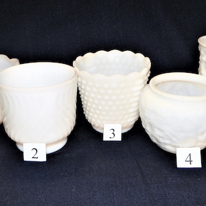 Milk Glass Planters, YOUR CHOICE of 16 LARGE Flowerpots, Wedding, Showers, Party Centerpieces, Just Add Flowers