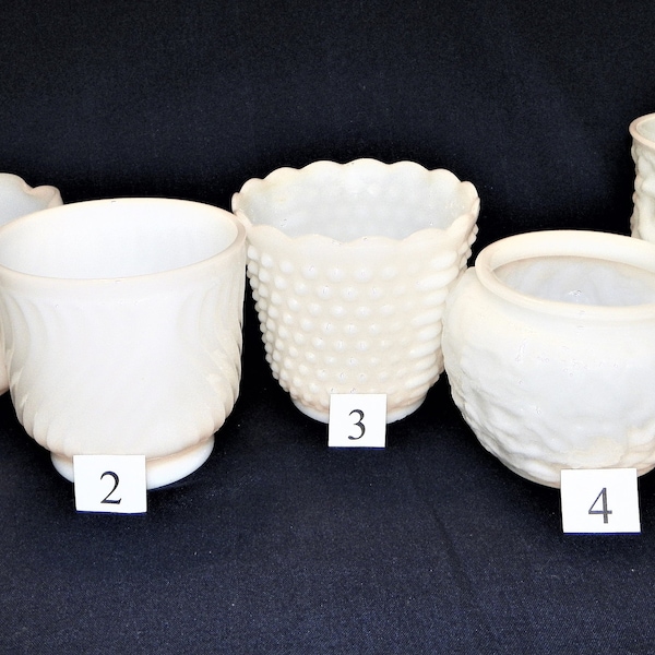Milk Glass Planters, YOUR CHOICE of 10 LARGE Flower Pots, Wedding, Showers, Party Centerpieces, Just Add Flowers