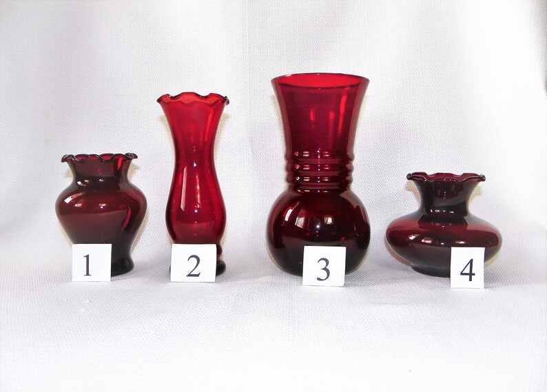 Ruby Red Vases Choice of Style Art Glass Vases in Solid Red Etsy