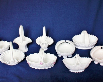 Fenton and Westmoreland Milk Glass Baskets YOUR CHOICE of Style and Free Shipping