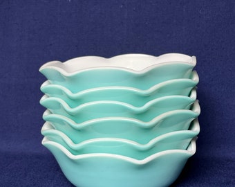 CRINOLINE BLUE by Hazel Atlas, 6 Bowls 5 1/2 Wide Beautiful Condition