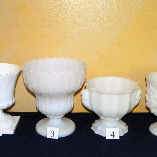 Milk Glass, Your Choice of a Vase, Urns or Planters, 6 Different Designs to Choose from for Your Special Event