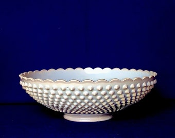 Grey Hobnail Bowl 12" Wide by 3 1/4" High, Grey Marble Fruit Bowl by Mosser Glass