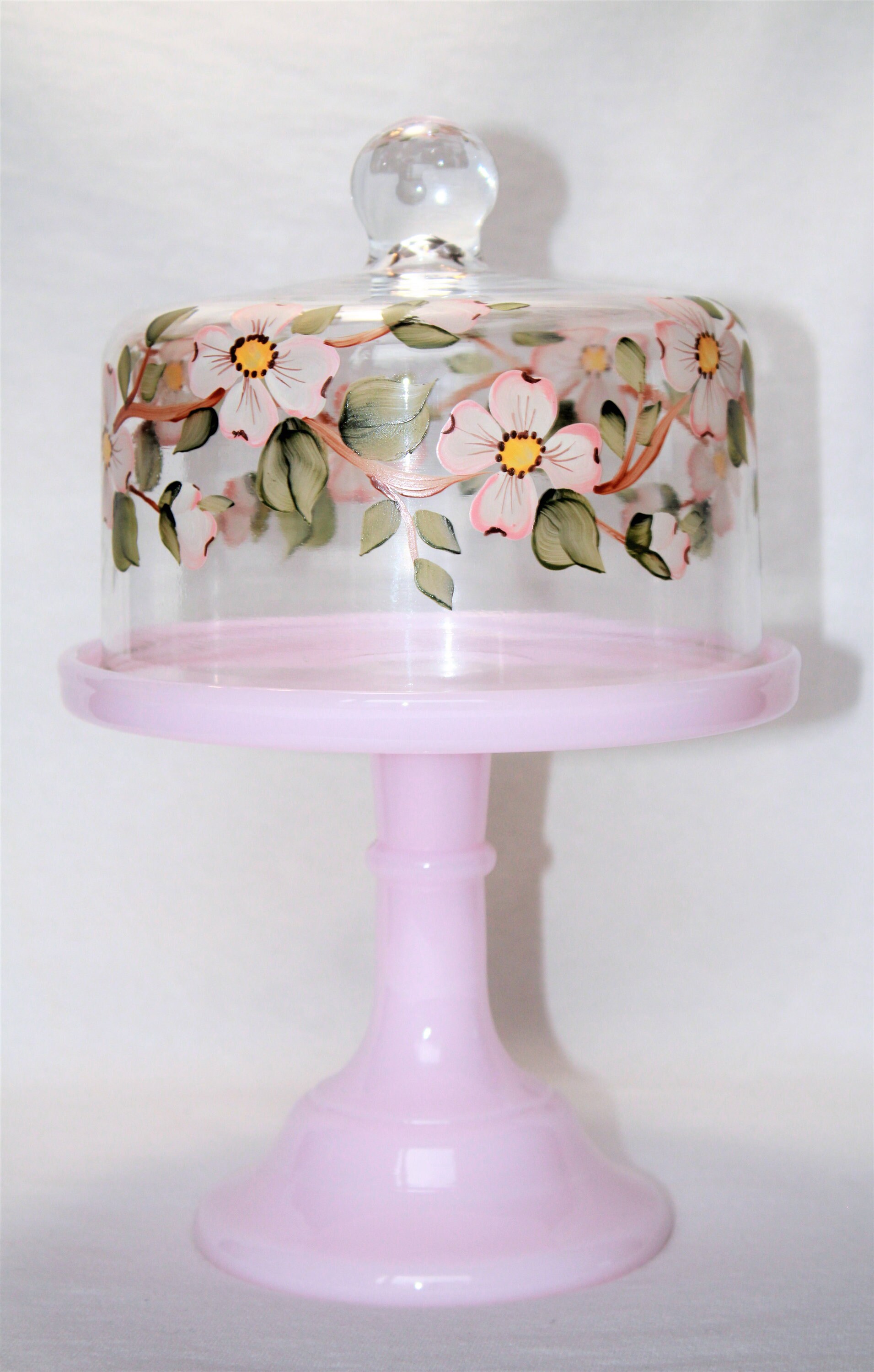 Glass Cake Dome Hand Painted 6 Cake Plate Dome by Mosser Etsy