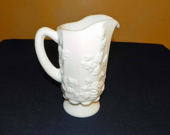 Westmoreland Pitcher Milk Glass Grape Panel 9" High Pitcher, Quart Holds 32 oz to the Rim Perfect for Gravy, Au Jus, Sauces and Juices